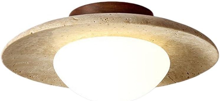 Mid Century Decoration Modern Semi Flush Mount Ceiling Light White Glass Light Fixture Nordic Natural Stone Marble Vintage Farmhouse Hallway Ceiling Light for Kitchen Balcony Bathroom