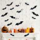 4 x Halloween Bats Decoration, 4 Different Sizes 3D Realistic PVC Bats Stickers for Outdoor Scary Bat Sticker for Home Decor Bathroom Indoor Halloween DIY Home Decor Party Supplies 16PCS