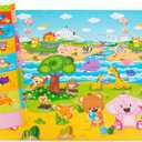Baby Care Play Mat (Large, Playful - Pinko & Friend) 82'' x 55'' Original One-Piece Reversible Rollable Waterproof Play Mat for Infants, Babies, Toddler, and Kids