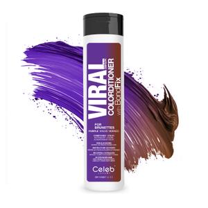 Celeb Luxury Color Depositing Conditioner - Color Refresher with Bondfix Bond Rebuilder, Viral and Gem Lites, Pairs with Colorwash (Purple for Brunettes)