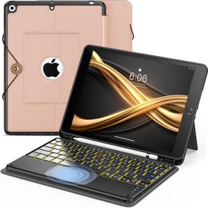 INFILAND Keyboard Case for iPad 9th/8th/7th Generation 10.2 Inch, 7-Color Backlight & High Precision Trackpad, Slim Detachable Folder Style Keyboard Case with Pencil Holder (Rose Gold) INFILAND Keyboard Case for iPad 9th/8th/7th Generation 10.2 Inch, 7-Color Backlight & High Precision Trackpad, Slim Detachable Folder Style Keyboard Case with Pencil Holder (Rose Gold)
