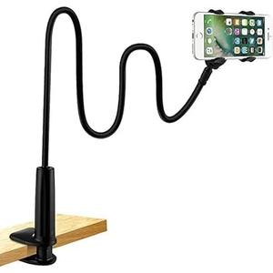 Gooseneck Universal Phone Holder for Bed, Desk, Headboard, Bed, Bedside, Table, Lazy Bracket Flexible Gooseneck Long Arm Stand 360 Adjustable , Overhead Cell Phone Clamp Mount, for All 3.5-7 Devices
