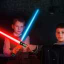 Cawiew 4 Pack Light up Sword Saber with FX Sound (on-Off Control) and Full Retractable Handle, 4 Colors LED Glow in The Dark Toy for Kids Adult