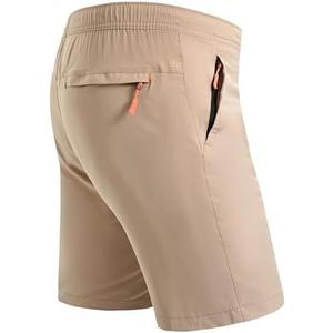 Rapoo Men's Athletic Workout Short Shorts 7 Inch Inseam Elastic Waistband Summer Quick Dry Light Weight Stretch Comfortable Gym Shorts for Men Khaki, S