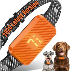 Dog Bark Collar for Large Medium Small Dogs, Effective No-Bark Collar, Smart Barking Collar, Rechargeable Bark Collar with 7 Sensitivity, 3 Modes, Waterproof, Neon Orange