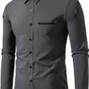 OYOANGLE Men's Long Sleeve Dress Shirts Regular Fit Business Casual Button Down Shirt with Pockets (XL)