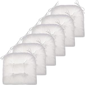 Chair Cushion, 6 Pack Chair Cushions for Dining Chairs, Chair Pads and Mat with Ties for Indoor Kitchen Seat and Desk (White, 6 Count - 17 x 16 in)