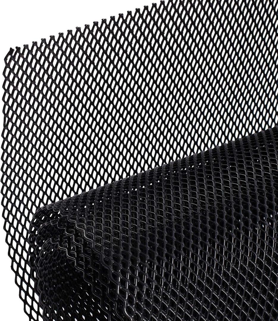 AggAuto 47x16 inches Car Pickup Truck Grill Mesh Spoiler Bumper Vent Aluminum Alloy Automotive Grille Insert Air Intake Racing Rhombic Hole 4x8mm Black