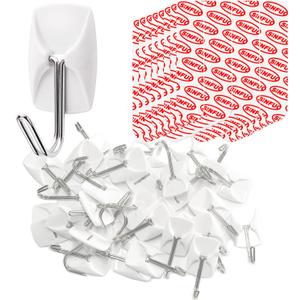 Wire Hooks for Wall Small 32 Hooks, Heavy Duty Wall Hooks with 32 Strips, Damage Free Adhesive Hooks for Key Holder, Coat, Door, Shower Hanging