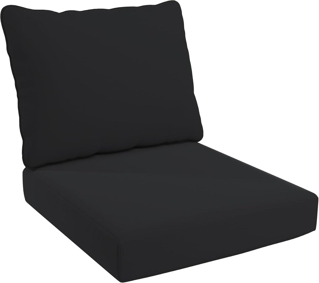 California Umbrella Outdoor Deep Seat, Patio Seat Cushion, 24 x 48 Inch, Premium Outdoor Densified Fiber, Fade Resistant, Sunbrella Fabric, Black, 24 inches x 48 inches x 5.5 inches