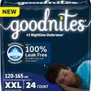 Goodnites Boys' Nighttime Underwear, Size XXL (120-165 lbs), 24 Ct (2 Packs of 12), Packaging May Vary