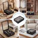 Wenqik Bracelet Display Holder Organizer with 4 Rods, Wooden Bracelet Box with Clear Lid, Jewelry Storage Case for Women Retail Bangle Watches Jewelry Stores, Black Lining