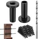 Cable Railing Protector Sleeves - 50 Pack T316 Stainless Steel Protective Sleeves - 1/8" 3/16" 5/32" Black Deck Cable Railing Hardware Kit for Wood Posts