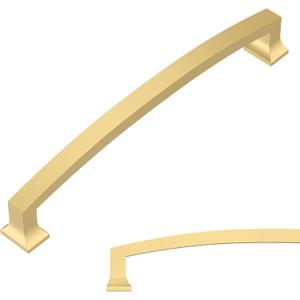 Amerdeco 10 Pack Brushed Gold Cabinet Pulls 10 Inch(254MM) Hole Center Gold Drawer Pulls Cabinet Hardware Kitchen Cabinet Handles for Bathroom Dresser Pulls ZH0009