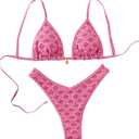 Women's Triangle Thong Bikini Sets Y2k Floral Cute Bikinis String Swimsuits Bathing Suit M