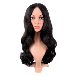 22 Inch/55cm Fashion Long Synthetic Fiber Curly Hair Middle Part Cosplay Wig (Black)