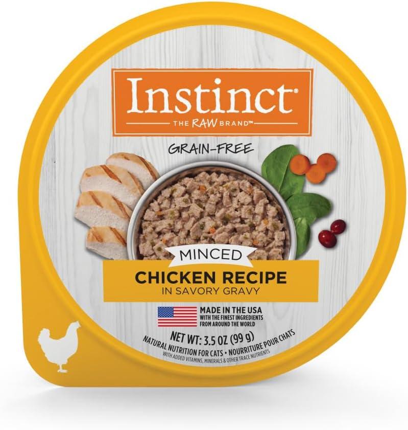 Instinct Original Minced Natural Wet Cat Food, Grain Free Recipe - Real Chicken, 3.5 oz. Cups (Pack of 12) (EXP 04/15/28)