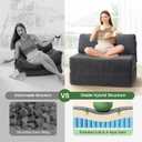 Convertible 4-in-1 Folding Sofa Bed Boneless Sleeper Chair Couch Foldable Chaise Lounger & Mattress Pocket Coils+Foam Medium Support, Portable No Assembly for Living Room/Bedroom, Twin