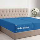 Extra Deep Split King Fitted Sheet - Hotel Luxury Single Fitted Sheet Only - Easily Fits 18 inch to 24 inch Mattress - Ultra Soft, Wrinkle Free w/Extra Deep Pockets - Breathable & Comfy - Royal Blue