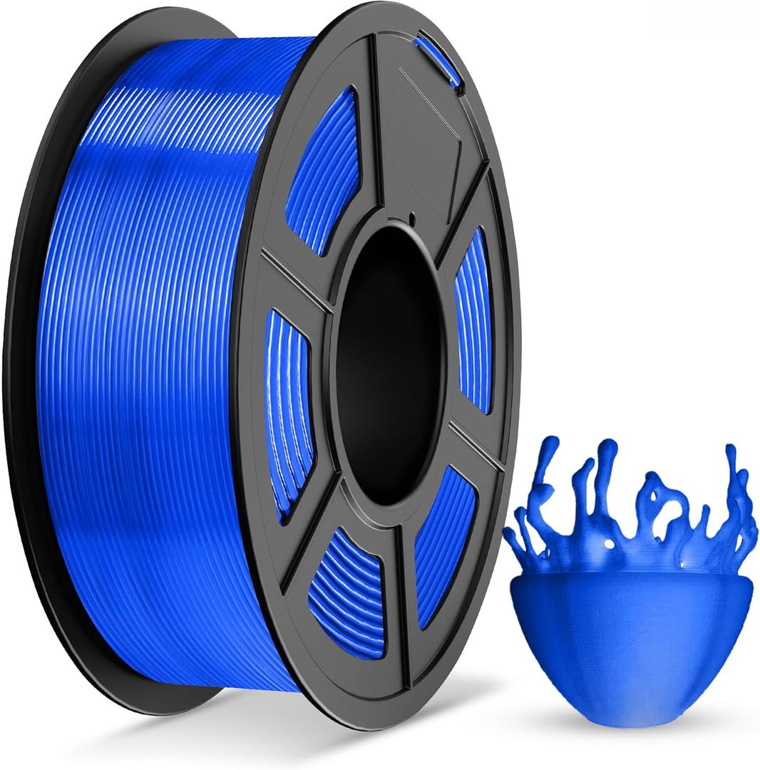 TECBEARS PLA Plus Filament 1.75mm, Neatly Wound 3D Printer Filament PLA+, Dimensional Accuracy +/- 0.02 mm, Fit Most FDM 3D Printers, 1kg Spool (2.2lbs), Transparent Blue