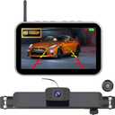 Carpuride Solar Wireless Backup Camera with 7" Monitor Rechargeable 6700mAh Battery 1080P Back Up Cam Auto Sleep, 170Wide Angle, IP69K Waterproof, Easy Installation for Car, Van, Truck, Trailer, Bus