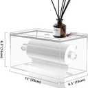 Kitchen Paper Towel Holder with Lid Wall Mount Acrylic Hanging Paper Towel Dispenser and Storage Box for Bathroom with Shelf, Prevent from Water and Dust, Clear