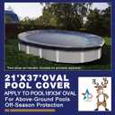 STARPYNG-Pool Cover,Above Ground Pool Solar Cover, Underground Pool Cover Protector with Drawstring Design, Easy to Install (Pool Size: 18X34FT, Cover Size: 21X37FT, Oval, Navy/Black,weve 7x7)
