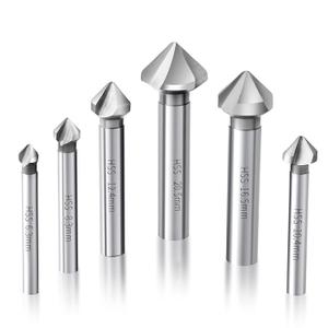 Countersink Drill Bit Set 6 pcs High Speed Steel 3 Flute 85 Degree Steel Counter Sink for Wood and Metal in Sizes 1/2",1/3",1/4",2/3",2/5",4/5" Set