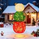 Pinkunn 3ft Pop-Up Lighted Outdoor Ball Ornaments Decoration, Giant Oversized Collapsible Balls 80 LED with Warm Light for Yard Lawn Xmas Indoor Outdoor Decor(White, Red, Green)