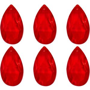 PATIKIL K9 Crystal Pendants Teardrop Beads, 6 Pack 38mm Chandelier Prisms Parts Hanging Beads DIY Lamp for Arts Crafts Decoration, Red