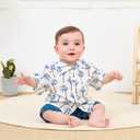 Baby Boy Hawaiian Clothes Short Sleeve Tropical Tree Button Down Shirt Bermuda Shorts Kids Summer Gentleman Outfit (White-Blue Tropical Tree, 2-3 Years)