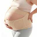 Plus Size Pregnancy Belly Band Extra Large Maternity Support Belt for Belly, Waist & Back Pain Relief Adjustable & Breathable Belly Band for 4XL Moms (Fits Waist 43"-59",Beige)