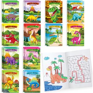 BenLouis 24 Pcs Dinosaur Mini Coloring Books Kids Dino Party Favors Small Activity Books Bulk for Kids Dinosaur Jurassic Birthday Goodie Bags Stuffers Return Gifts Classroom Travel
