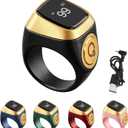 IQibla Smart Zikr Ring, Smart Ring Counter Waterproof Digital Counter & Vibration Reminder, Unisex Azan Alarm Clock Finger Counter for Muslims(18mm Black)