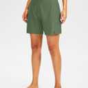 G Gradual Women's 7" Long Swim Board Shorts High Waisted Quick Dry Beach Swimming Shorts for Women with Liner Pockets (Green, XL)