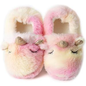 3 x Enteer Baby Girls' Cartoon Indoor Anti Slip House Slippers, 7-8M