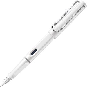 LAMY safari white - Fountain Pen with ergonomic grip & polished steel nib in size F - ideal for any Writing & Calligraphy - including LAMY T 10 blue cartridge - Right-Handed