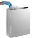 Bobrick Surface-Mounted Waste Receptacle, 6.4-gallon Capacity, Satin-Finish Stainless Steel, Open Top Design with Removable Vinyl Liner, 14" W x 18" H x 6" D (Model B-279)