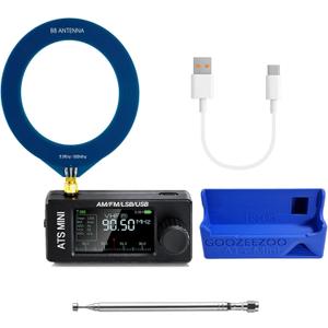 Si4732 ATS Mini Radio Pocket Radio - AM/FM/LSB/USB/CW/RTTY All Band Receiver with 800mAh Battery, Built-in Headphone Amplifier, Hi-Z Circuit and Robust ESD Antenna Protection with Radio Stand