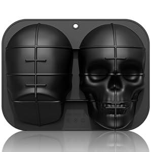 HKNMTT Large Skull Silicone Molds for Halloween Cake Baking, Extra Big Spooky Horror Head Pan Tray DIY Food Grade Oven Safe