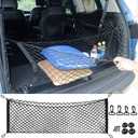 Car Rear Cargo Net, Universal Adjustable Elastic Trunk Cargo Storage Organizer Net Compatible for SUV, Jeep, Truck, Storage Nylon Mesh Double-Layer with Hooks (35.4 x 15.7 Inch)