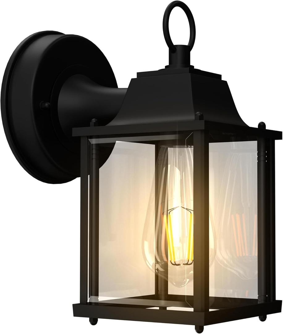 Outdoor Wall Light Fixtures Waterproof Porch Lights Anti-Rust Matte Black Outdoor Wall Lantern for Patio Front Door Garage (1 Pack)