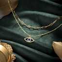 PPJew Layered Evil Eye Necklaces for Women 18K Gold Plated Dainty Chocker Necklace Delicate Jewelry Gift for Women GirlsGold/Silver