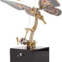 Mechanical Butterfly Music Box 3D DIY Dynamic Metal Assembly Model Gifts for Lover (Kit Version/300+PCS) (Red)