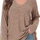 BELAROI Plus Size Long Sleeve Tops for Women Casual Shirts V Neck Tunic Sweaters Pullover Lightweight, XL