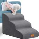 Topmart 3 Tiers Foam Dog Ramps/Steps,Non-Slip Pet Steps,Extra Wide Deep Dog Stairs,High Density Foam Pet Stairs/Ladder,Best for Older Dogs,Cats,Small Pets