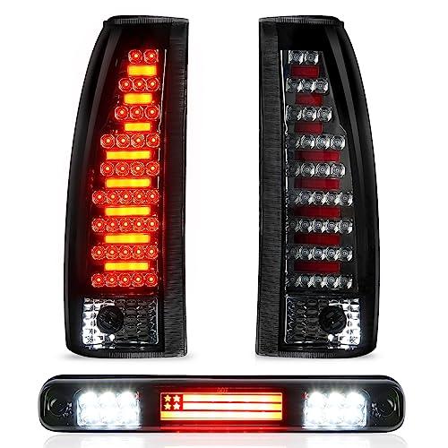 Tresound Tail Lights + 3rd Third Brake Cargo Lamp for Chevy & GMC C1500 K1500 1988-1999, C2500 C3500 K2500 K3500 1988-2000, for Blazer 1992-1994, for Silverado 1994-1998 Rear LED Taillight