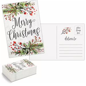 96 Pack Merry Christmas Postcards, Holiday Notecards With Holly Designs 4 X 6