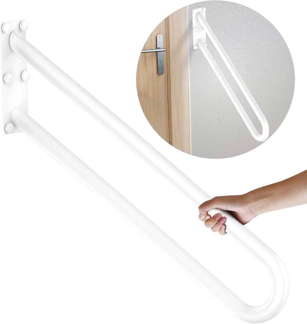 28 Inch U Shaped Handrail for 1-5 Steps - 1.25" Tube, ZUEXT Oil Rubbed White Stainless Steel Safety Grab Bar for Stairs, Wall Mounted Hand Railing for Outdoor Garage Entry Interior Exterior Stairway