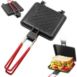 Foldable Sandwich maker, double-sided grilled cheese pan, panini press sandwich maker. It is also a friendly pie irons for camping and campfire sandwich maker.